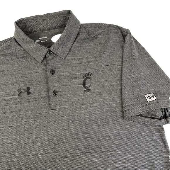 Mens Under Armour Cincinnati Bearcats Short Sleev Polo Shirt Size XL Charcoal - Picture 1 of 8